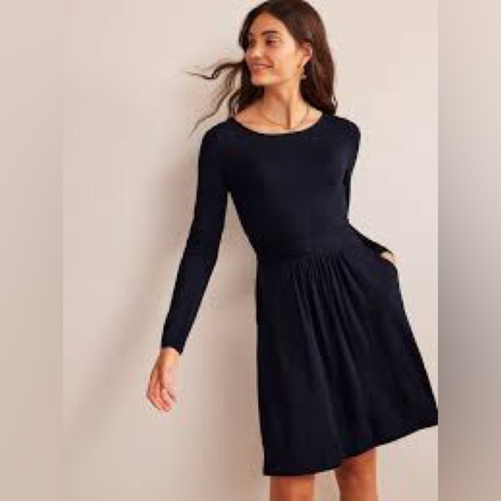 Boden Amelie Black Long Sleeve Stretch Dress. 10R